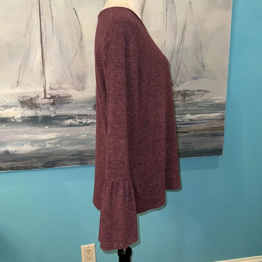 Lucky Brand Super Soft Burgundy Bell Sleeve Sweater, XL